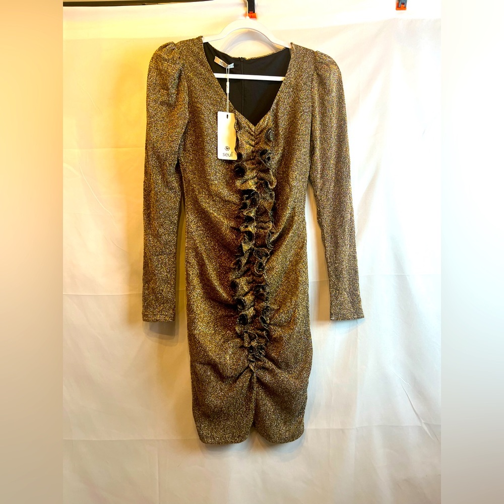 Seul dress long sleeves NWT brown shimmer dress size 4 NWT